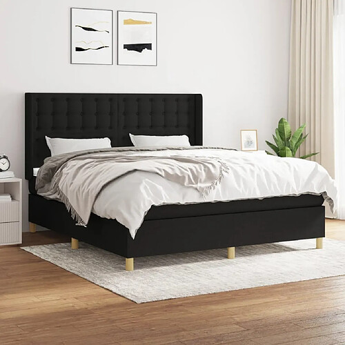 Maison Chic Lit Adulte - Lit simple Lit à sommier tapissier avec matelas moelleux - Meuble de Chambre - Noir 160x200 cm Tissu -MN94019