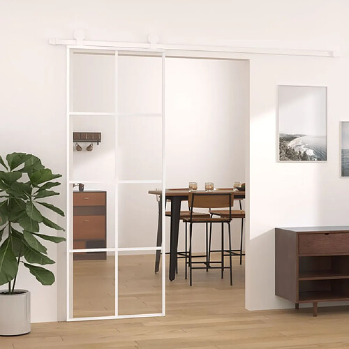 vidaXL Porte coulissante Verre ESG et aluminium 76x205 cm Blanc