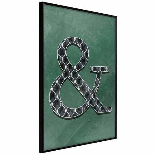 Paris Prix Affiche Murale Encadrée Ampersand on Green Background 40 x 60 cm Noir