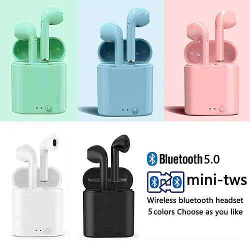 GUPBOO i7s TWS Mini écouteurs Bluetooth Casques sans fil Casques de sport Écouteurs intra-auriculaires pour écouter de la musique avec boîtier de charge pour