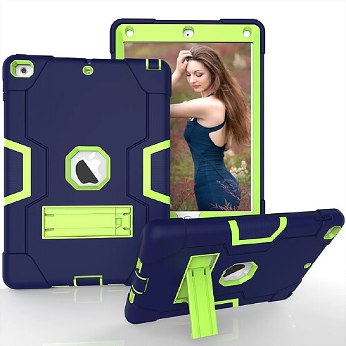 Coque en silicone bi-couleur bleu foncé/vert pour votre Apple iPad 9.7