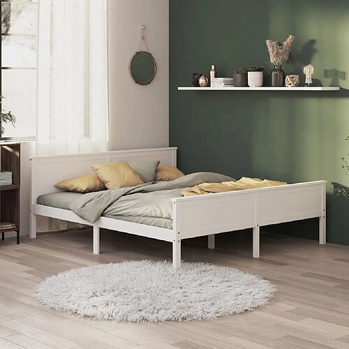 vidaXL Cadre de lit sans matelas blanc bois massif de pin 200x200 cm