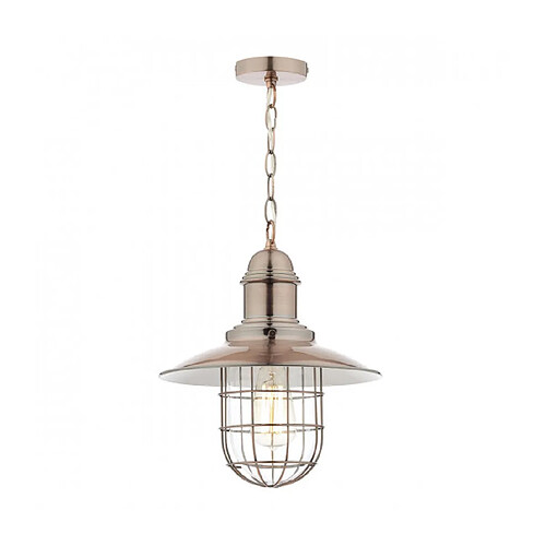 Luminaire Center Suspension Terrace cuivre antique et verre 1 ampoule