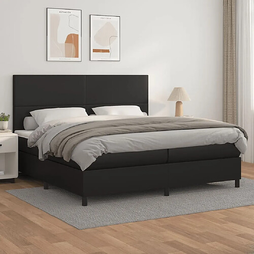 Maison Chic Lit Adulte - Lit simple Lit à sommier tapissier avec matelas moelleux - Meuble de Chambre - Noir 200x200 cm Similicuir -MN68689