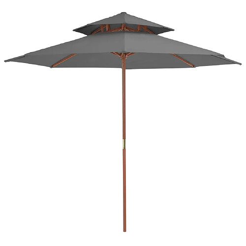 Helloshop26 Parasol double avec mât en bois 270 cm anthracite 02_0008439