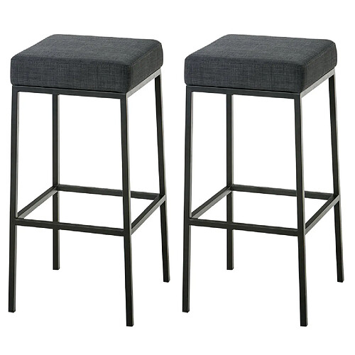 Decoshop26 Lot de 2 tabourets de bar avec repose-pieds design simple hauteur 85 cm en tissu gris foncé et métal noir 10_0004383