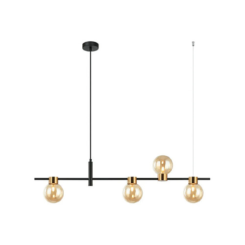 Luminaire Center Suspension Bletter Verre,Acier Noir, Ambre