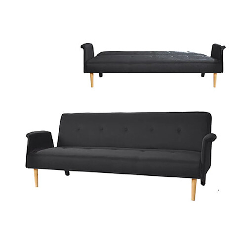 Mes Banquette convertible 3 positions 196x84x78 cm noir - SHANNON