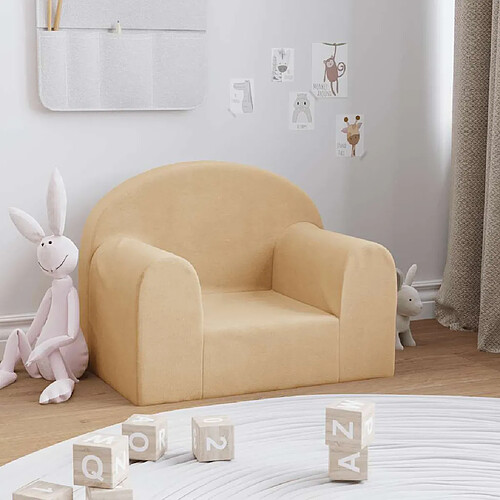 vidaXL Canapé pour enfants crème peluche douce