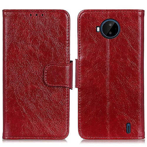 Etui en PU texture nappa, fermoir magnétique avec support, rouge pour votre Nokia C20 Plus