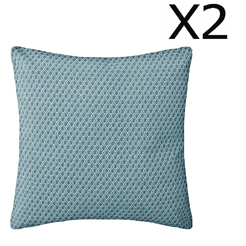 Pegane Lot de 2 Coussins bleu déhoussable - 38 x 38 cm