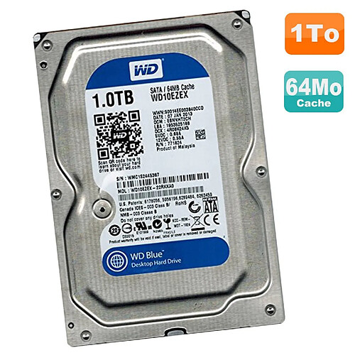 Disque Dur 1To Western Digital Blue SATA III 3.5" WD10EZEX-22RKKA0 7200RPM 64Mo · Occasion