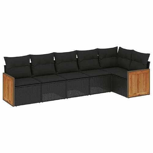 Maison Chic Ensemble Tables et chaises d'extérieur 6pcs avec coussins,Salon de jardin noir résine tressée -GKD605178