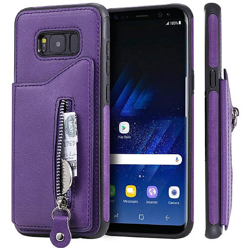 Wewoo Housse Coque Pour Galaxy S8 Plus Etui de protection antichoc couleur solide à double boucle et fermeture à glissière violet