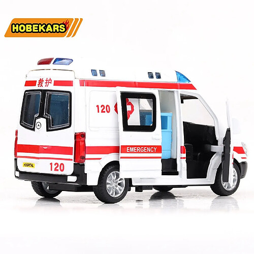 Universal Haute simulation 1/32 modèle de moulage sous pression voiture jouet ambulance alliage métallique retiré voiture jouet cadeau enfant véhicule(blanche)