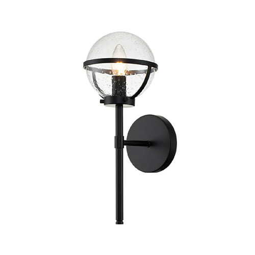 Elstead Lighting Applique murale Salle de bains Hinkley Acier,verre grainé transparent Noir