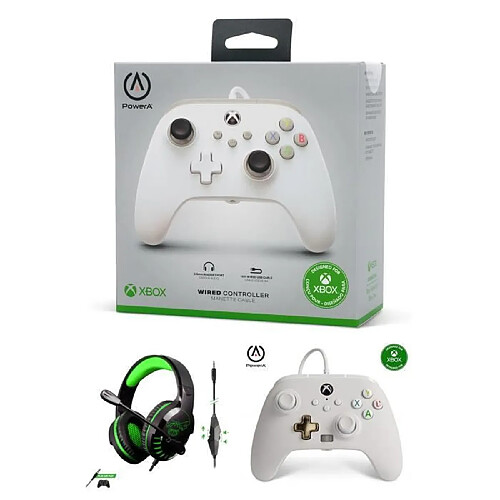 Power A Manette Xbox One-S-X-PC Blanche Mist Edition Spéciale + Casque Gamer Pro H3 Spirit of Gamer Xbox One/S/X/PC