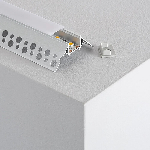 Ledkia Profilé Aluminium Intégration pour Angle Extérieur pour Ruban LED jusqu'à 8mm 2 m