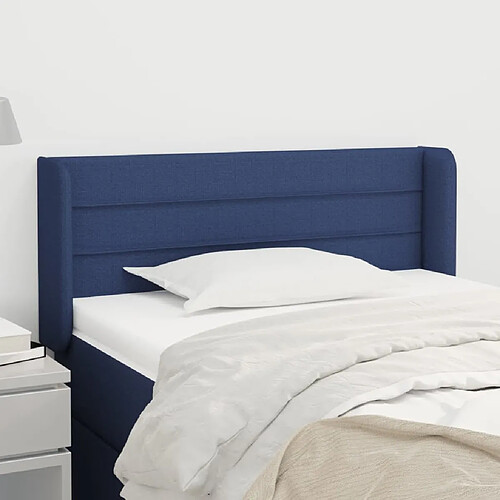 Maison Chic Tête de lit scandinave avec oreilles,meuble de chambre Bleu 103x16x78/88 cm Tissu -MN62058