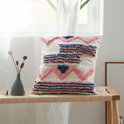 ICONIK INTERIOR Coussin carré en coton style Boho Bali (45x45 cm) coussin + rembourrage - Lanka Multicolore