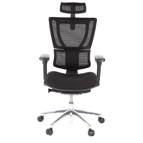 Hjh Office Siège de bureau / Siège de direction ERGO HUMAN SLIM, assise en tissu noir / dossier en tissu maille