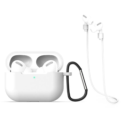 Wewoo Coque Pour AirPods Pro 3 en 1 étui de protection écouteurs silicone + crochet + ensemble de cordes anti-perte blanc