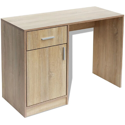 Maison Chic Bureau solide,Table de travail,Bureau d'ordinateur avec tiroir et placard 100 x 40 x 73 cm Chêne -GKD79862