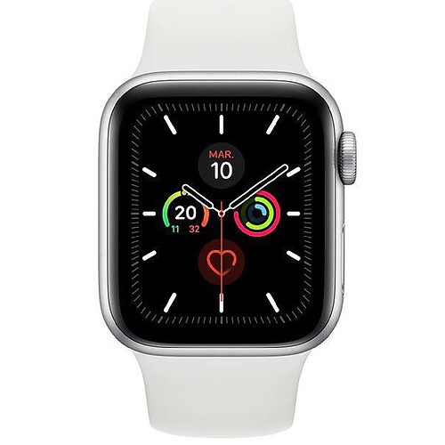 Apple Watch Series 5 - 44mm - GPS - Alu Argent / Bracelet Sport Blanc · Reconditionné