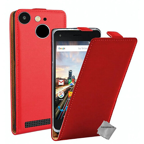 Htdmobiles Housse etui PU cuir fine pour Archos 50F Helium Lite + film ecran - ROUGE