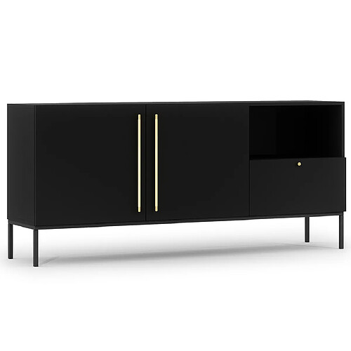 Bestmobilier Felicia - buffet bas - noir - 180 cm