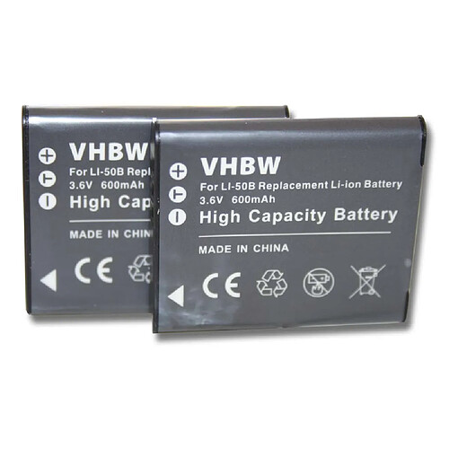 vhbw 2x batterie compatible avec Casio Exilim EX-TR500, EX-TR550, EX-TR600 appareil photo DSLR (600mAh, 3,6V, Li-Ion)