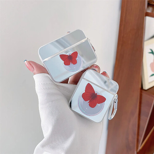 GUPBOO Airpods Coque Housse Étui Protecteur Compatible pour AirPods Pro-Ins simple miroir fille papillon