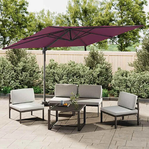 vidaXL Parasol cantilever à LED Rouge Bordeaux 400x300 cm