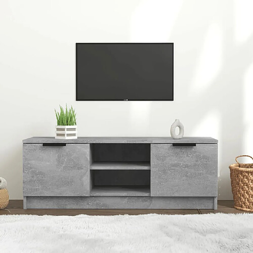 vidaXL Meuble TV Gris béton 102x35x36,5 cm Bois d'ingénierie