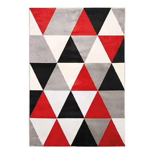 Thedecofactory TAO SCANDI - Tapis à motifs triangles rouge 150x220