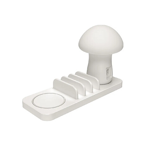 YP Select Support de charge sans fil pour lampe champignon avec plusieurs prises USB - Blanc EU