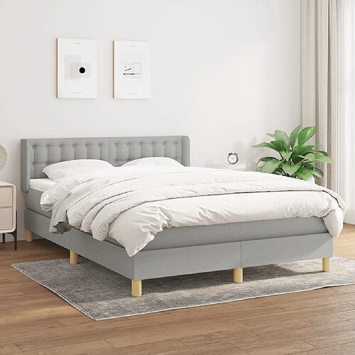 Maison Chic Lit Adulte - Lit simple Lit à sommier tapissier avec matelas moelleux - Meuble de Chambre - Gris clair 140x200cm Tissu -MN20389