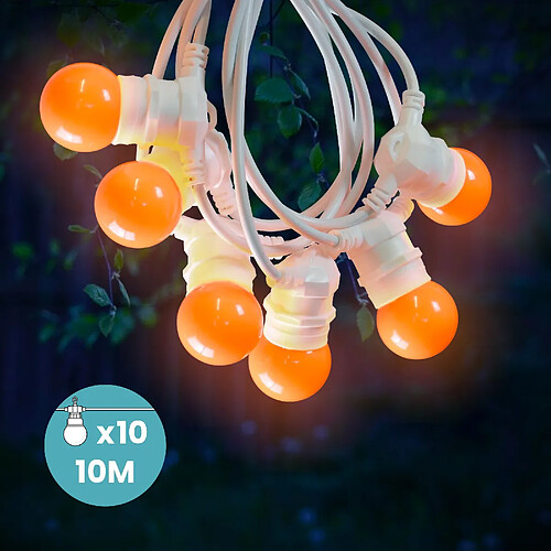 SkyLantern Guirlande Lumineuse Extérieur Orange 10 m Cable Blanc