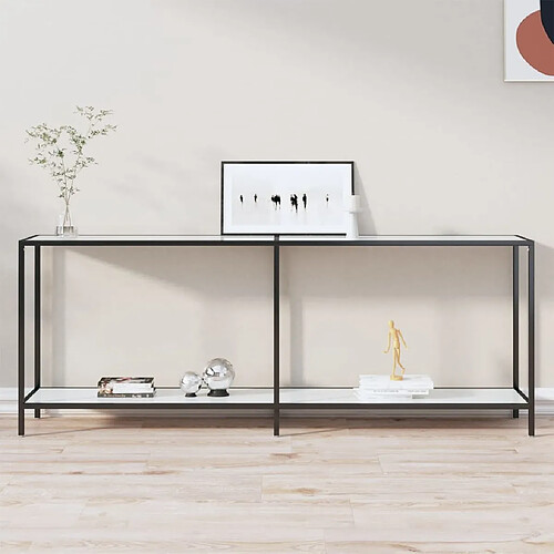 vidaXL Table console Blanc 200x35x75,5 cm Verre trempé