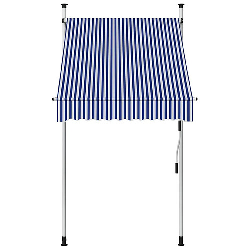 Maison Chic Store banne | Auvent rétractable de porte | Marquise Brise-soleil manuel 100 cm Rayures bleues et blanches -GKD69132