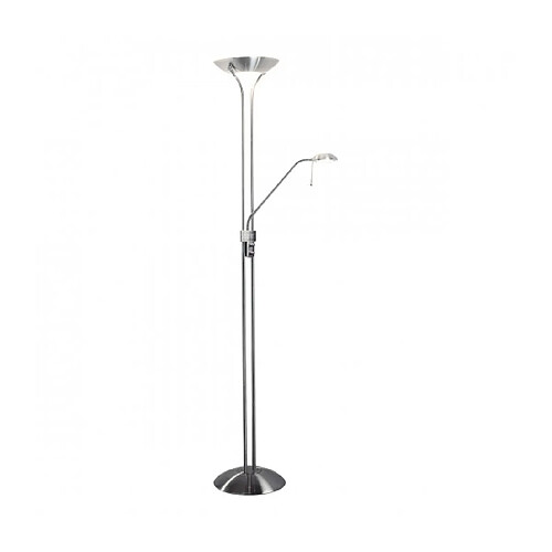 Luminaire Center Lampadaire avec liseuse Montana Chrome satiné,verre givré 1 ampoule 180cm