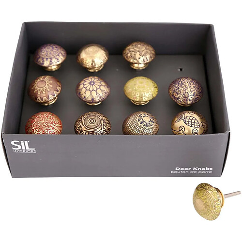 Sil Boutons de meuble en laiton (Lot de 12).