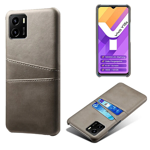 Coque en TPU + PU anti-griffes avec porte-cartes, gris pour votre Vivo Y15s