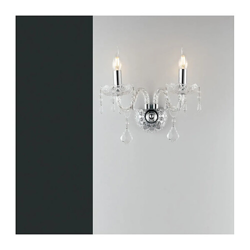 Fan Europe Applique murale Incanto 2 ampoules Verre,cristal Chrome