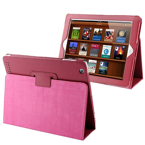 Wewoo Smart Cover Magenta pour iPad 2 / 3 / 4 Cuir pliant de qualité Litchi de haute avec fonction veille / réveil et support