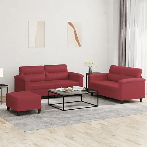 vidaXL Ensemble de canapés 3 pcs et coussins Rouge bordeaux Similicuir