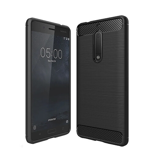 Wewoo Coque noir pour Nokia 5 Texture de fibre de carbone brossé Antichoc TPU Housse de protection