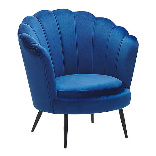 Beliani Fauteuil LOVIKKA Velours Bleu marine