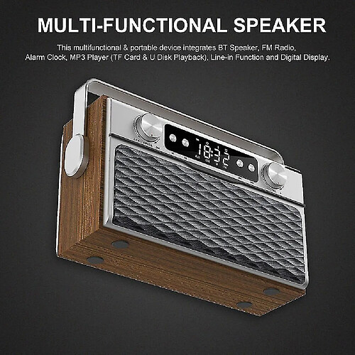 Universal Haut-parleur compatible en bois sans fil portable en bois Bluetooth 20W Réserver de haut-parleur FM Player Radio Prise en charge de la carte TF Card U Disk Line