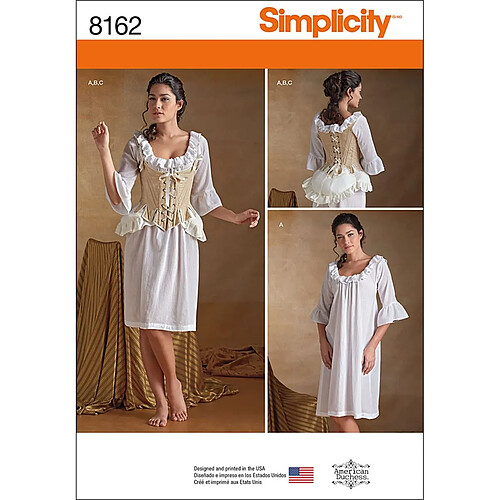 Simplicity 8162 Patrons 'Xviiie siècle sous-vêtements Patrons de Couture, Blanc, Taille R5